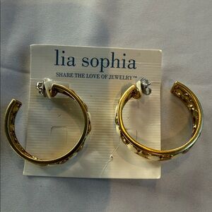 Lia Sophia Gold and Silver Hoop Earrings